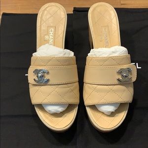 CHANEL Beige Mules-size 38.5